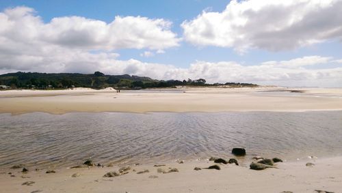 Scenic view of beach against sky