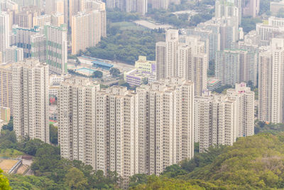 High angle view of buildings in city