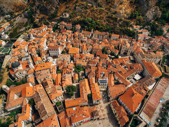 High angle view of buildings in city