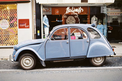 Vintage car on street in city