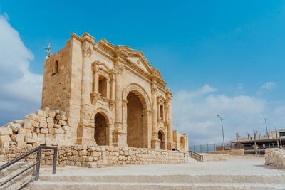 Low angle view of historical building against sky