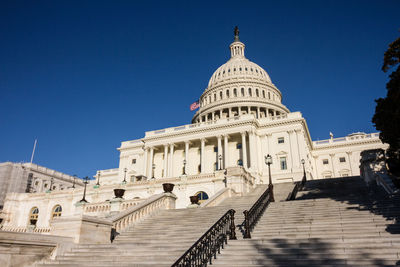 Low angle view of historical building against clear sky