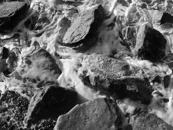 High angle view of rocks on beach