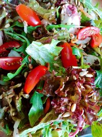 Close-up of chopped fruits and vegetables