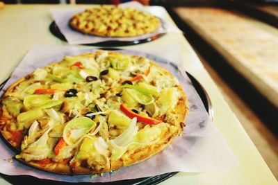 Close-up of food in plate on table