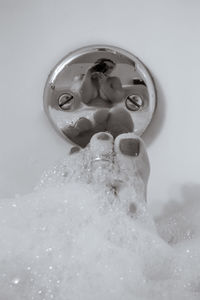 Close-up of bubbles in bathroom