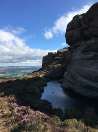 Scenic view of sea and rocks against sky