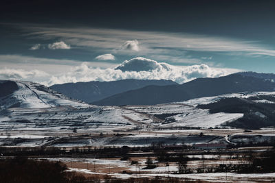 Clear winter sky mountain landscape panorama