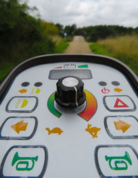 Close-up of control panel on a mobility scooter 