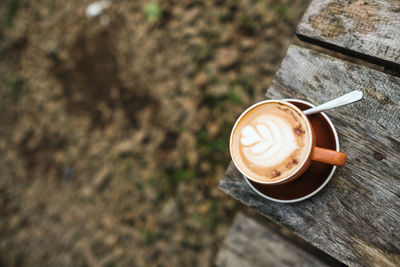 Close-up of cappuccino on table