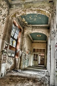 Closed door of old building