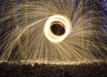 Close-up of light trails in tunnel