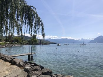 Scenic view of lake against sky