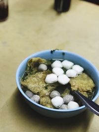 High angle view of food in bowl