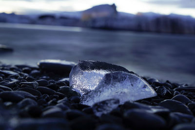 Ice on the beach at diamond beach