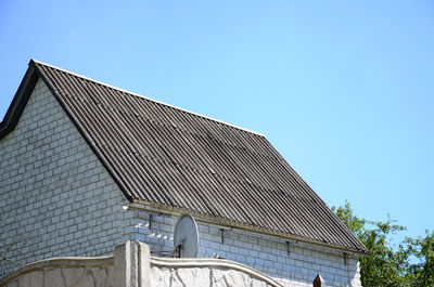 Low angle view of modern building against clear sky