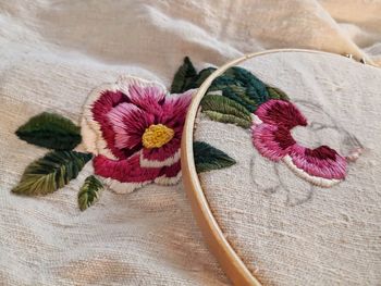 Close-up of flowers on table