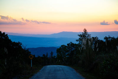 Mountains road view at sunset at the top of phu ruea, loei province, thailand 