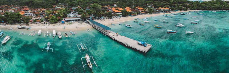 High angle view of boats in swimming pool