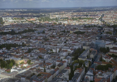 High angle view of townscape against sky