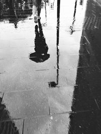 High angle view of puddle on wet street