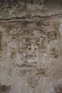 Close-up of carving on wall