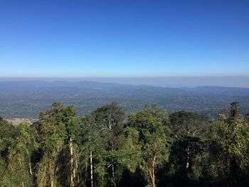 Scenic view of landscape against clear blue sky