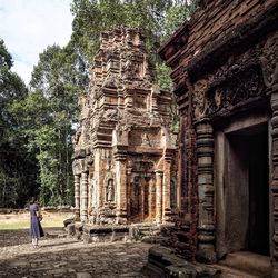 Old temple against building