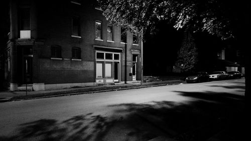 Surface level of street along buildings