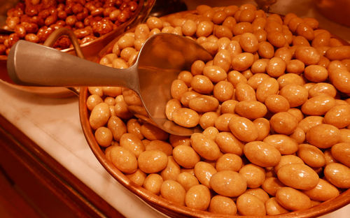 Close-up of potatoes in container