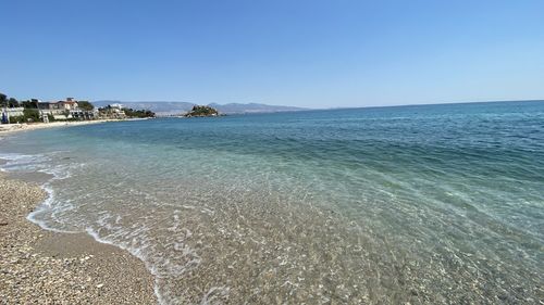 Scenic view of sea against clear sky