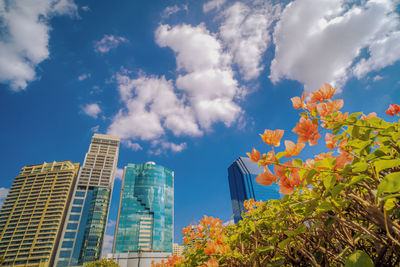 Low angle view of buildings against sky