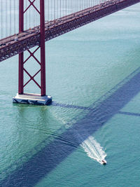 Boat sailing in river