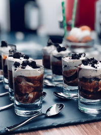 Close-up of dessert on table