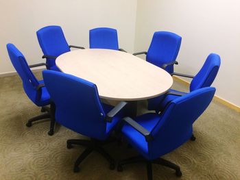 Empty chairs and table