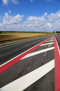 Surface level of road along countryside landscape