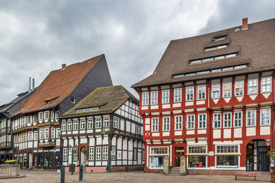 Ancient half-timbered houses on market square in the downtown einbeck, germany