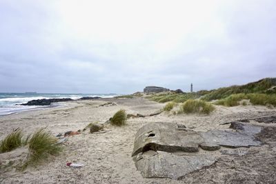 Scenic view of beach against sky