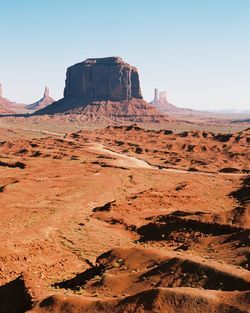 Monument valley against clear sky