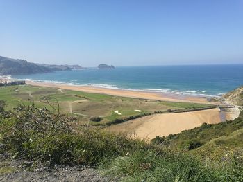 Scenic view of sea against clear sky