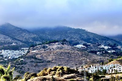 High angle view of townscape against sky