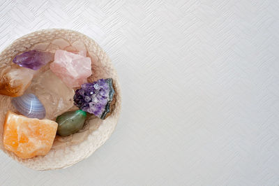 High angle view of dessert in plate on table