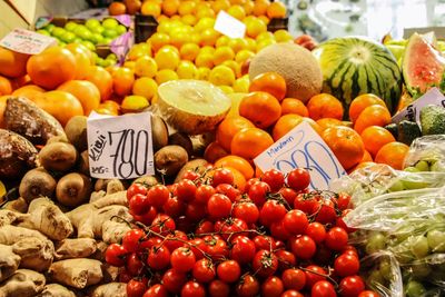 Close-up of fruits for sale at market stall