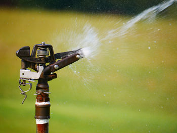 Close-up of water splashing from sprinkler