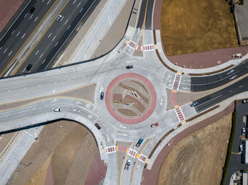 High angle view of cars on road in city