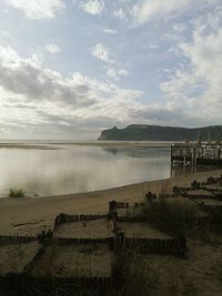 Scenic view of lake against sky