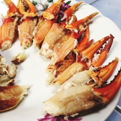 Close-up of served food in plate