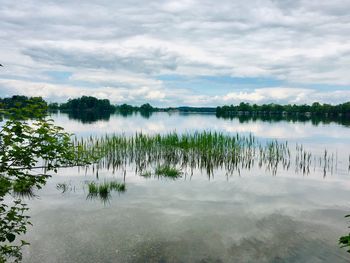 Scenic view of lake against sky