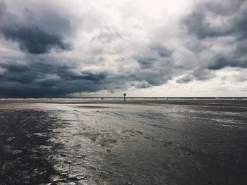 Scenic view of sea against cloudy sky