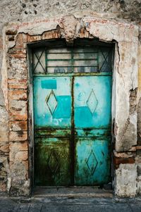 Closed door of building